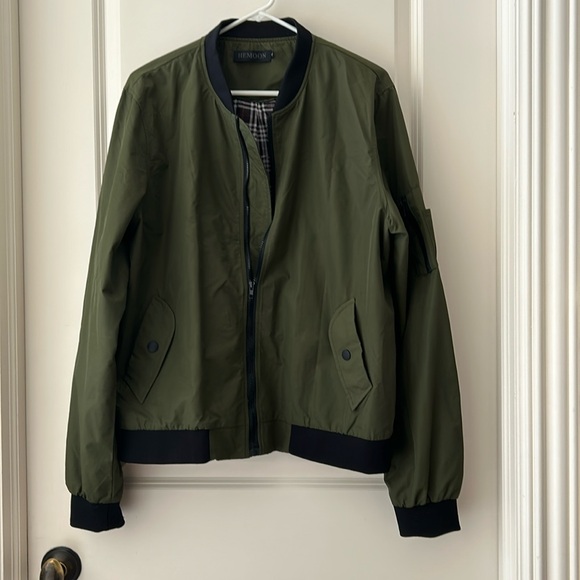 Hemoon mens zip up Bomber lightweight flight Jacket pockets galore size L - Picture 1 of 9